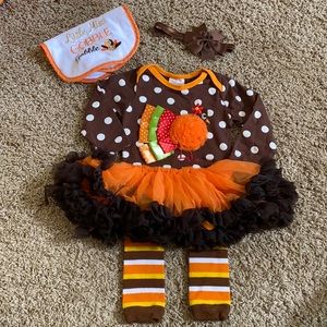 Thanksgiving Turkey onesie w built in tutu dress